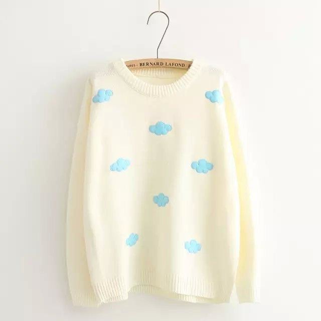 Pastel Clouds Crewneck - Cream - Sweater