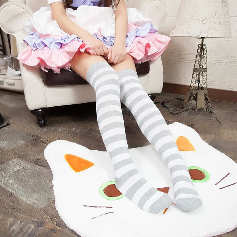 Pastel Thigh High Striped Lolita Socks Stockings Tights by Kawaii Babe