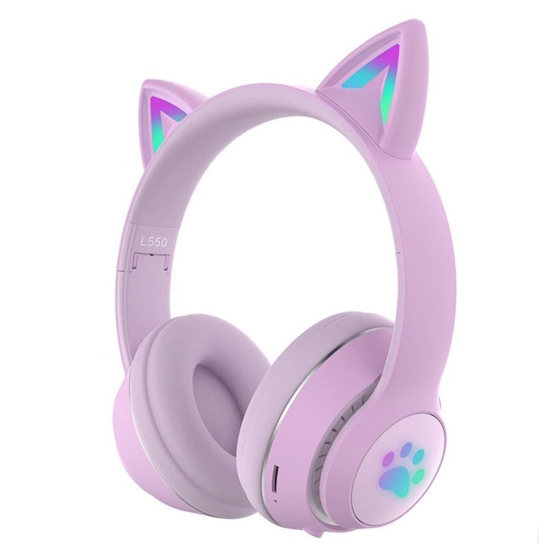Paw Print Cat Ear Gaming Headphones - cat ear, ear head band, headband, ears, phones