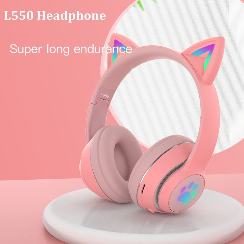Pink Kawaii Kitten Paw Cat Ear Head Phones Gaming Head Set Kawaii Babe