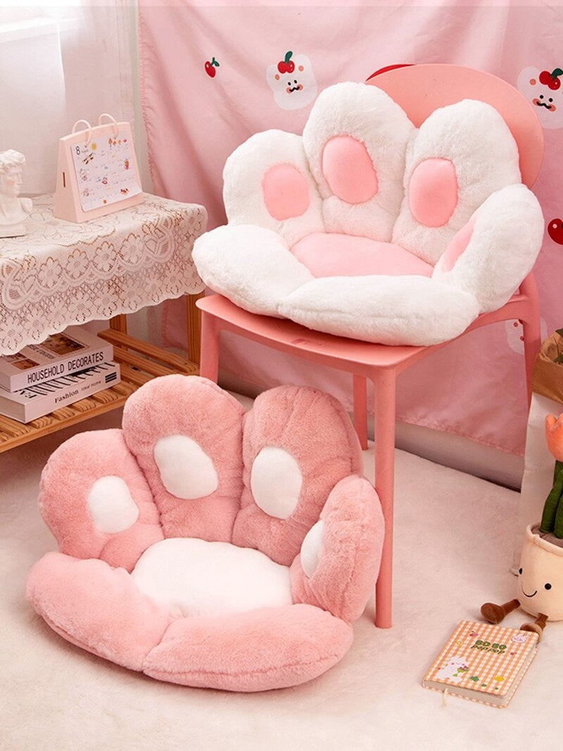 Cute Bear Paw Back Pillows Soft Plush Chair Cushion Seat Cushions