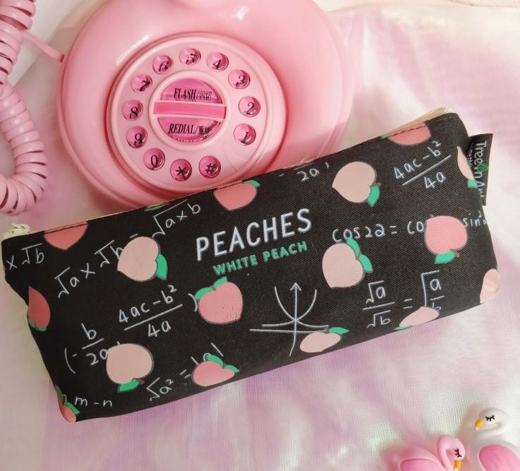Peach Makeup Bag Cosmetic Purse Stationary Pencil Case