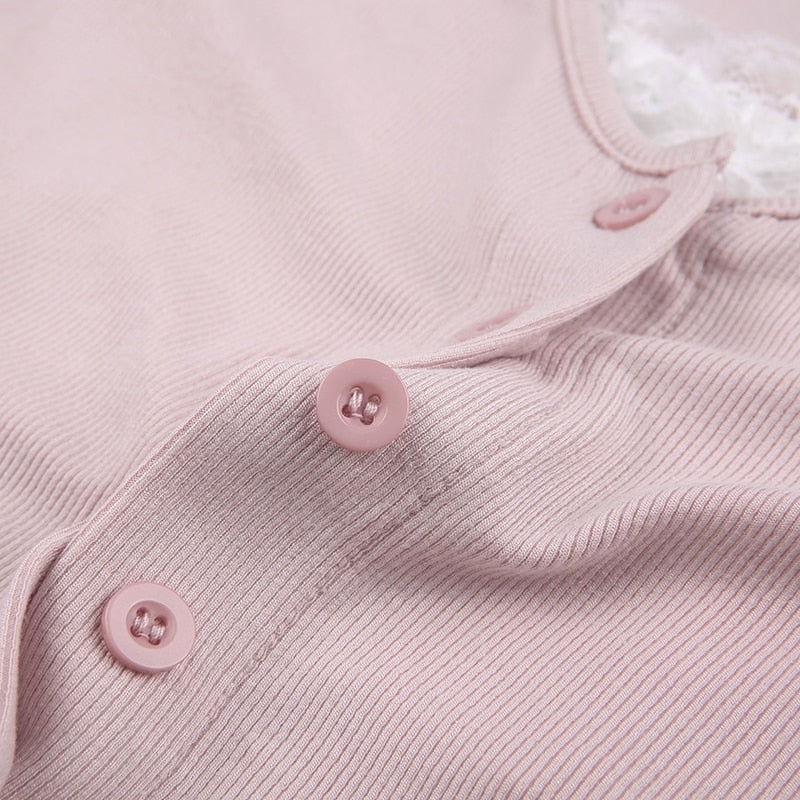 Pink Button Up Lace Cardigan - cardigan, cardigans, coquette, dollette, fae Kawaii Babe