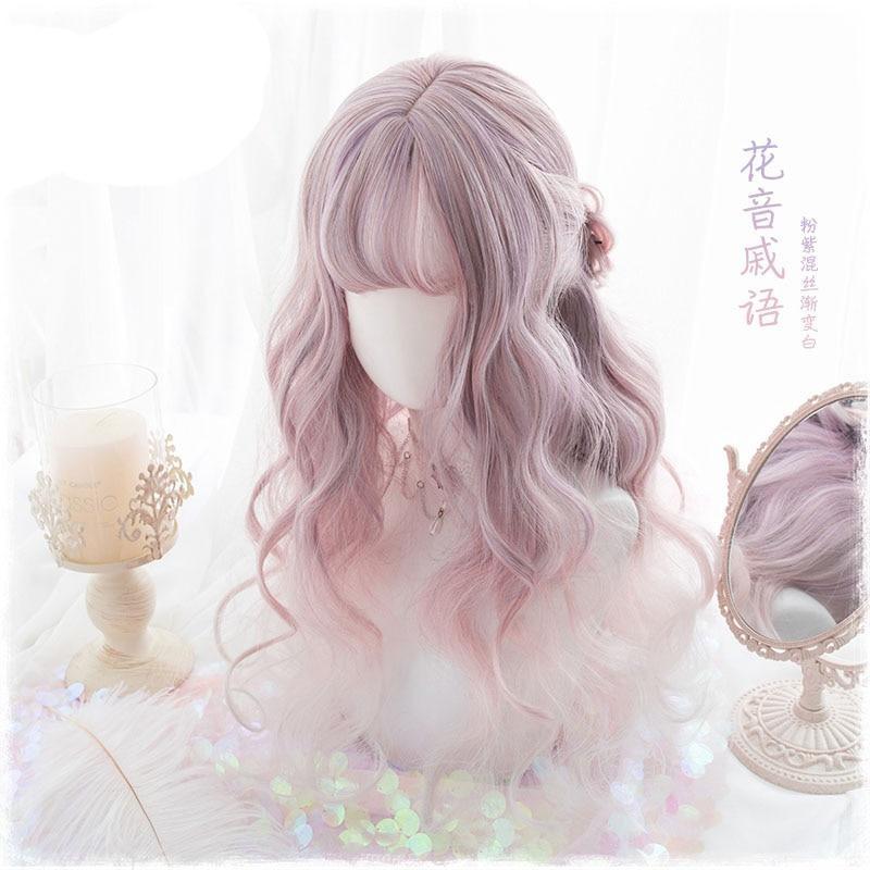 Milky Pastel Wig Wavy Cosplay Harajuku Kanekelon Fibre Wig
