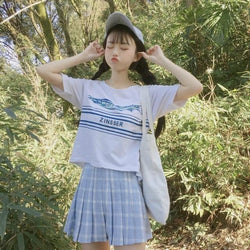 Blue Plaid School Girl Tennis Skirt 