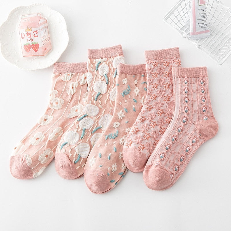 Pink Vintage Floral Sock Set – Kawaii Babe