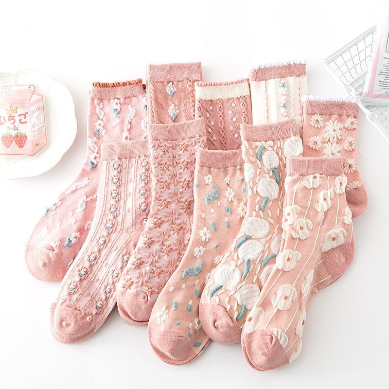 Pink Vintage Floral Sock Set