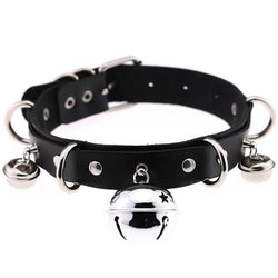 Black Cat Collar Bell Choker Necklace Pet Play Kitten Play Kitty Neko Cosplay Costume Jewelry Vegan Leather