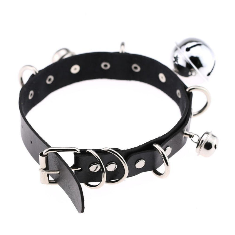 Black Cat Collar Bell Choker Necklace Pet Play Kitten Play Kitty Neko Cosplay Costume Jewelry Vegan Leather