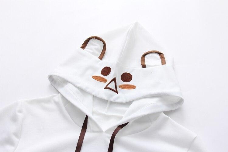 Pom Pom Brown Baby Bear Hoodie Kawaii Embroidery | Kawaii Babe