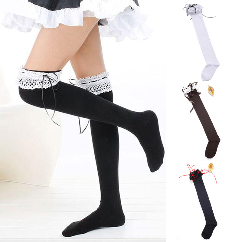sexy lolita stockings thigh high socks with garter belt french maid style harajuku japan fashion cosplay by kawaii babe