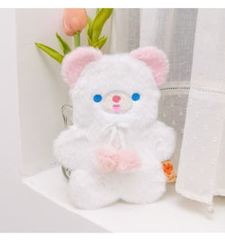 Fuzzy Pastel Bear Stationary Bag