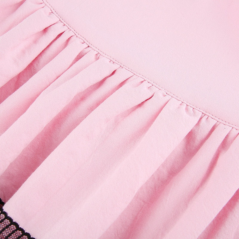 Pastel Pink Layered Lace Plaid School Girl Lolita Skirt | Kawaii Babe