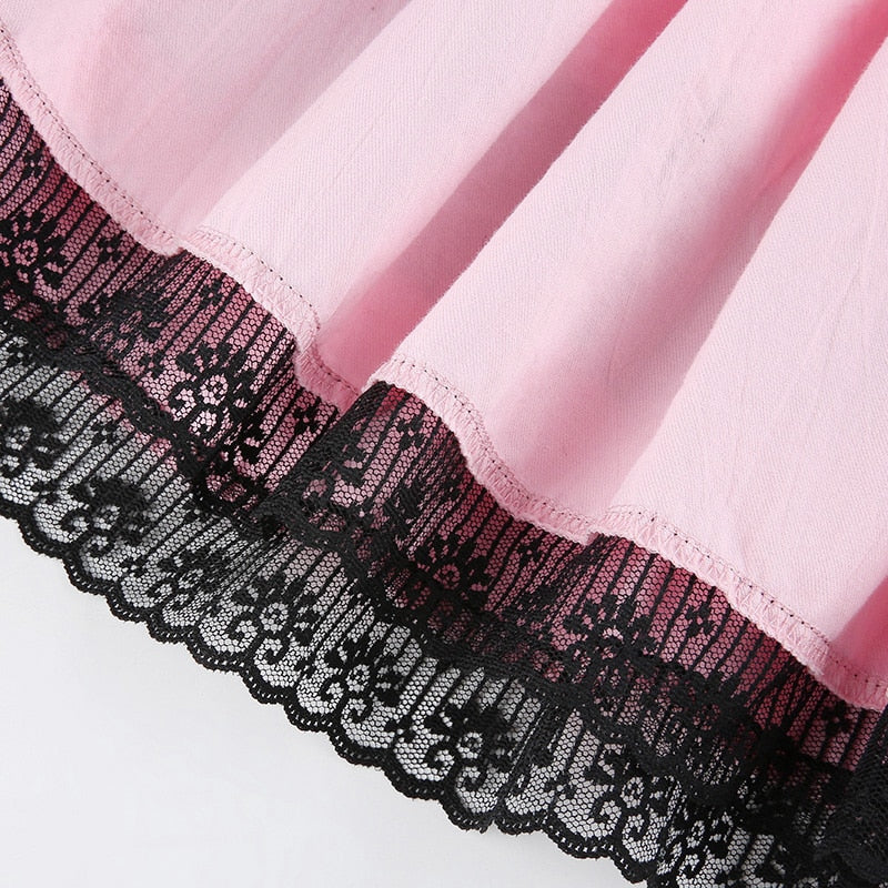 Pink Black Layered Skirt
