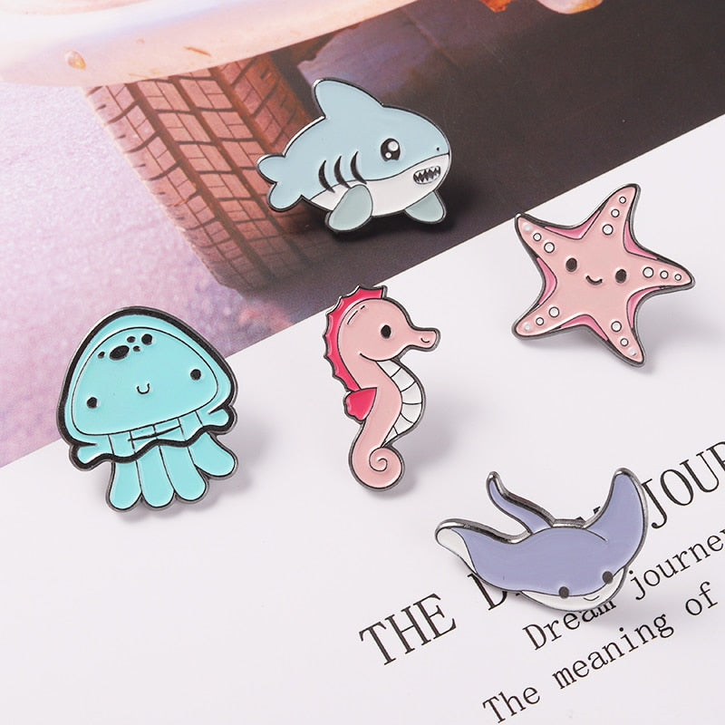 Ocean Sea Animal Kawaii Enamel Pins Lapel Brooch | Kawaii Babe