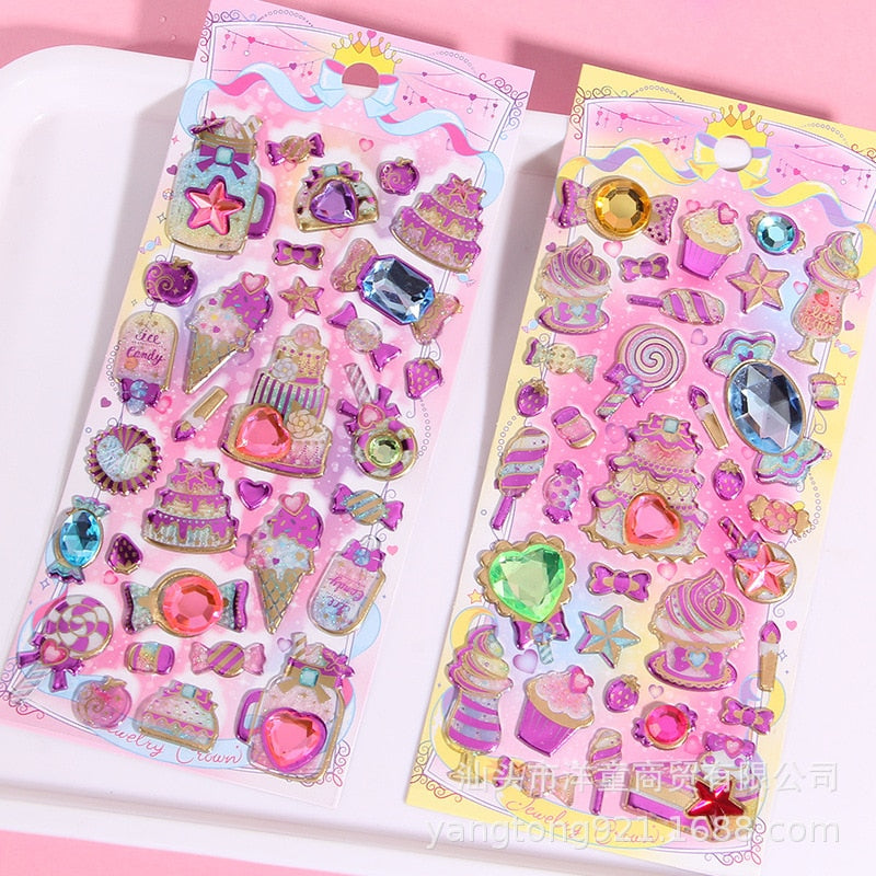 Glitter Jewel Wand Puffy 3D Sticker Pack Stickers Cute Kawaii Babe
