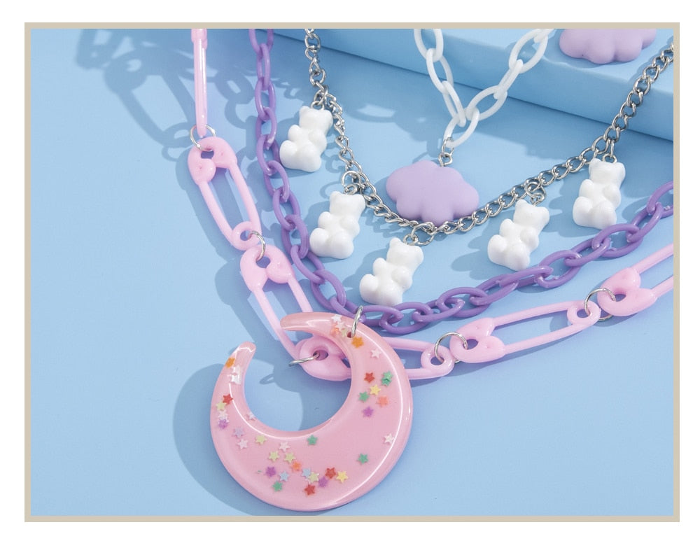 Candy Moon Fairy Kei Chain Necklace Decora Pendant | Kawaii Babe