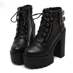 Chunky Lace Up Ankle Boots