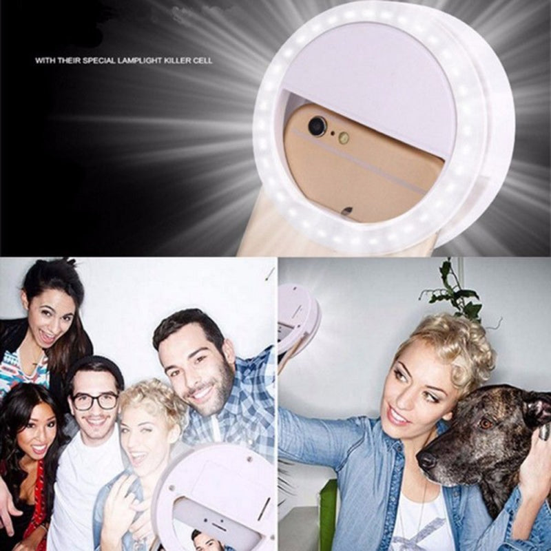 selfie ring light LED Professional photoshoot universal size for all phones clip on flashlight by kawaii babe