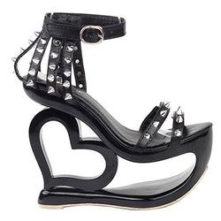 Hollow 3D Heart Platform Sandals Wedge Heel Cut Out Shoes Kawaii Babe