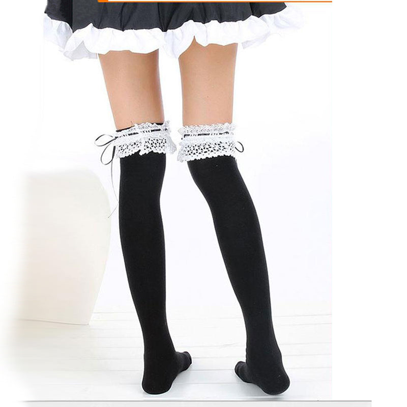 sexy lolita stockings thigh high socks with garter belt french maid style harajuku japan fashion cosplay by kawaii babe