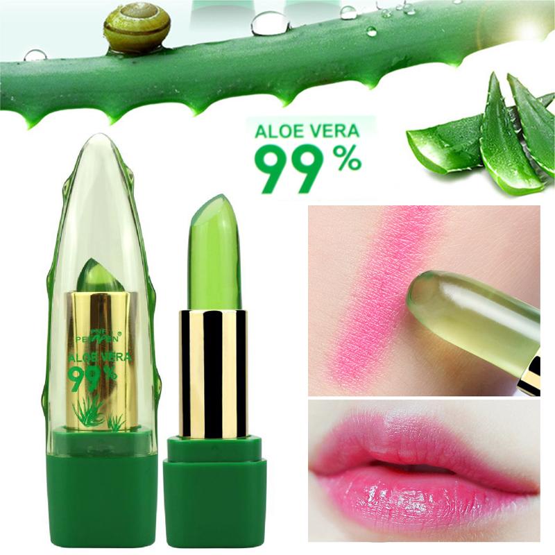 99% pure aloe vera color changing lipstick lipbalm lip stick lip balm hydrating moisturizing pure organic natural plant based green make-up 