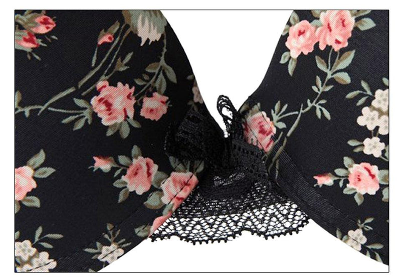 Flower Lace Lingerie Set Push Up Bra And Panties Undies 