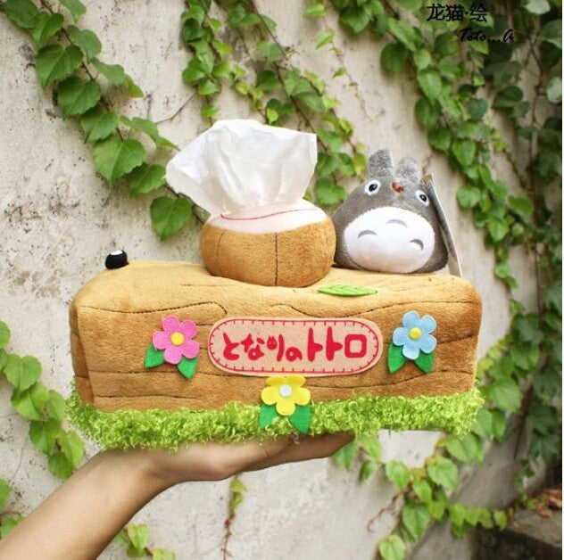 my neighbor totoro tissue box kleenex cover tree stump log chinchilla mouse green leaf flowers kawaii harajuku anime studio ghibli by kawaii babe