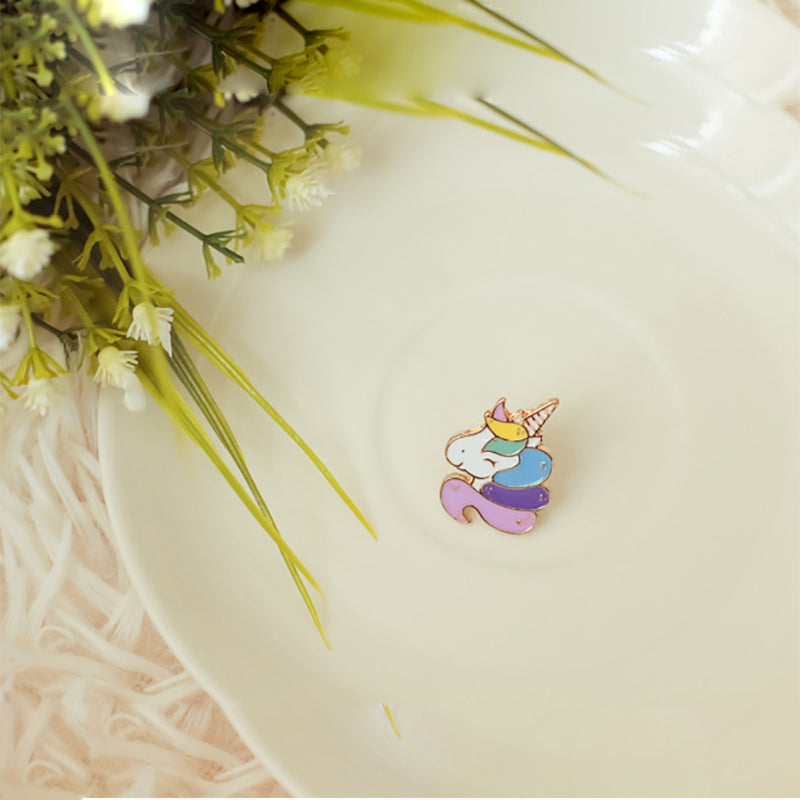 rainbow unicorn smiling enamel pin gold plated lapel brooch harajuku japan fashion by kawaii babe