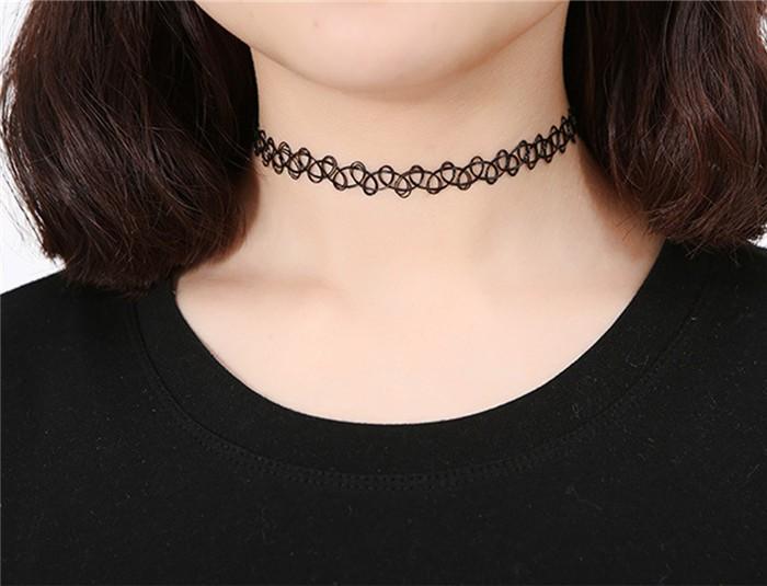 90s vintage choker necklace tattoo stretchy spiral retro aesthetic 1990s baby millennial leash collar by kawaii babe 