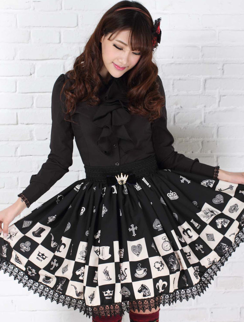 checkerboard chess board lolita skirt petticoat gothic fashion harajuku japan by kawaii babe