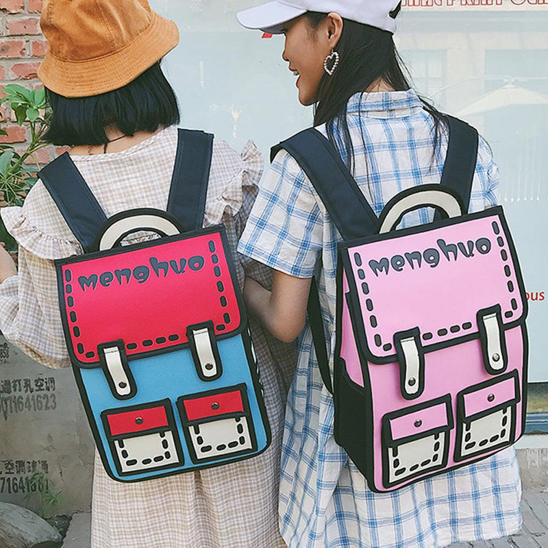 2D Cartoon Backpack School Bag Ruck Sack Mind Trick