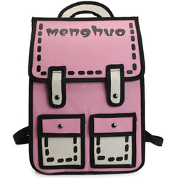 2D School Backpack Book Bag Rucksack Knapsack Cartoon Style Backpack Handbag Anime Harajuku Japan Mind Bending Mind Trick Japanese  by Kawaii Babe