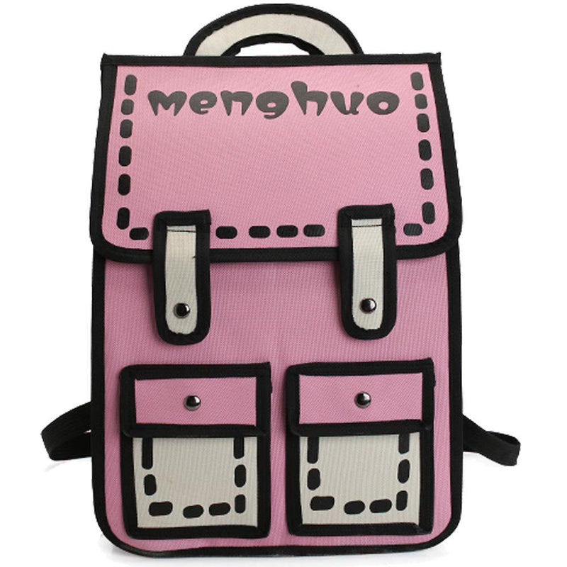 2D School Backpack Book Bag Rucksack Knapsack Cartoon Style Backpack Handbag Anime Harajuku Japan Mind Bending Mind Trick Japanese  by Kawaii Babe