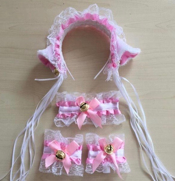 Kawaii Neko Cat Collar And Cat Ear Complete Set Pet Play Kitten Cosplay Costume by Kawaii Babe