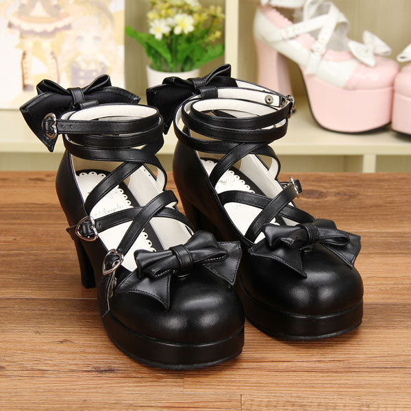 Japanese Lolita Shoes Star Buckle Strap Mary Janes Women Cross-tied  Platform Shoe Patent Leather Girls Rivet Casual Shoes | Fruugo NZ