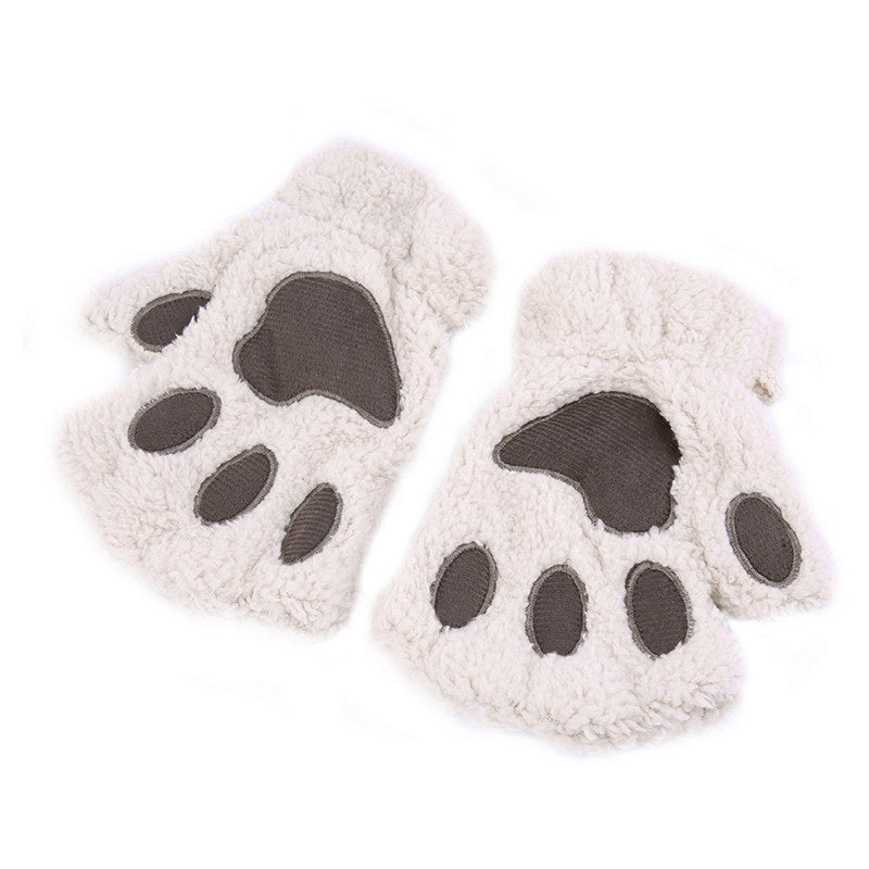 Neko Cat Kitten Paw Winter Fingerless Gloves Mittens | Kawaii Babe