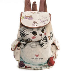 japanese kitten oriental kitty cat book bag rucksack backpack canvas japan harajuku chinese china art artwork kawaii babe fashion 