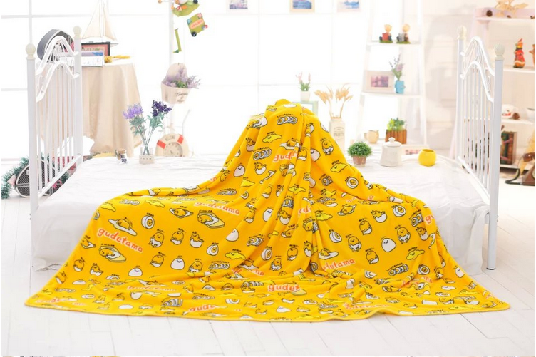 gudetama egg blanket plush soft bedspread happy yellow egg yolk pillow case kawaii harajuku japan home decor by kawaii babe