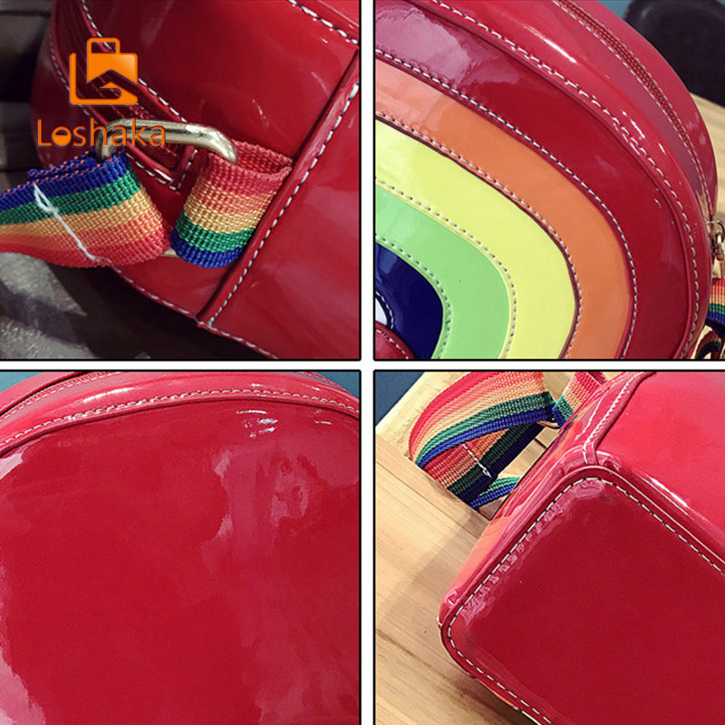 3d rainbow purse handbag shoulder cross body bag shiny vegan leather gay pride lgbt community red heart love rainbowcore by kawaii babe