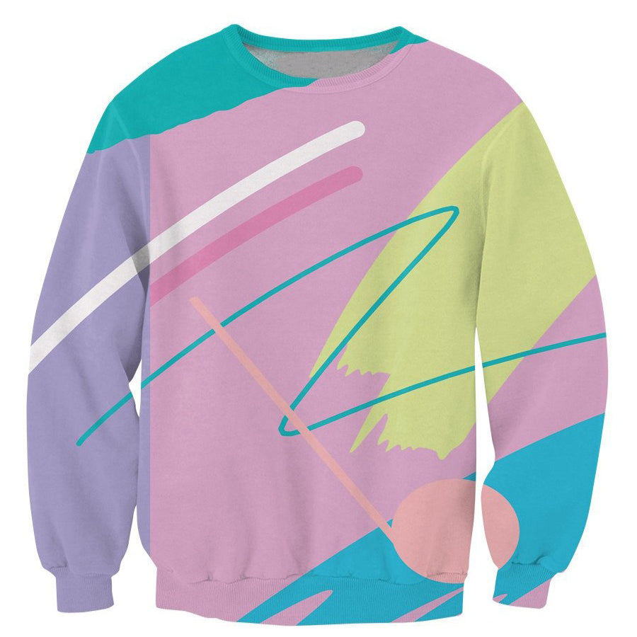 90s Abstract Crewneck Sweatshirts Vintage Prints Kawaii Babe