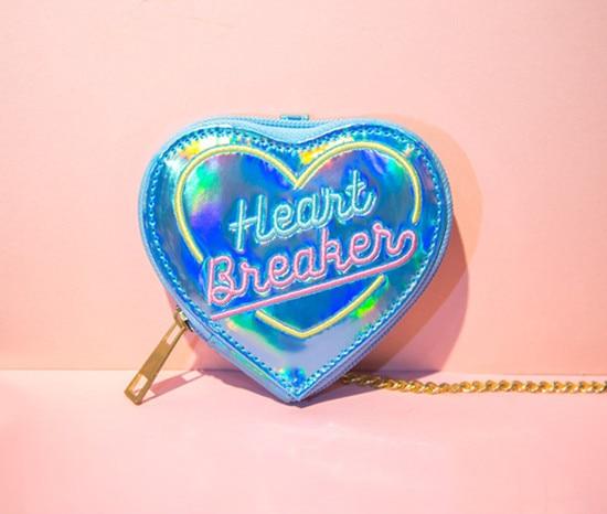 Holographic Heart Breaker Coin Bag Pouch Purse Harajuku Japan Street Fashion