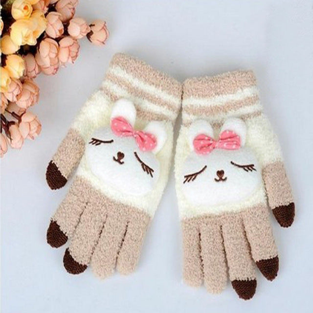 Kawaii Cozy Fuzzy Bunny Mittens For Winter Warm Cute by Kawaii Babe