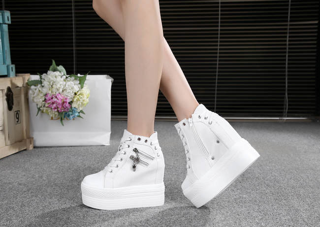 Punk Rock Skull Zipper Corset Platform Wedge Heel Shoes | Kawaii Babe