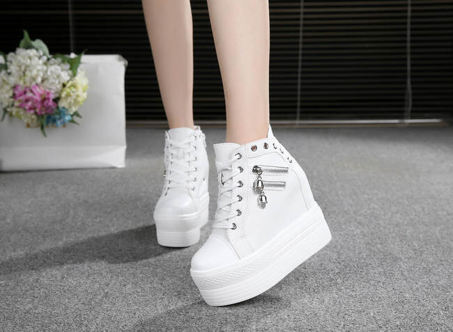 Punk Rock Skull Zipper Corset Platform Wedge Heel Shoes | Kawaii Babe