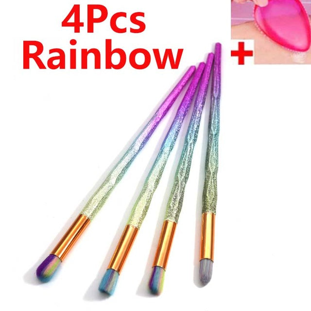 magical rainbow unicorn makeup brush set make up brushes lot complete pastel aesthetic mermaid diamond 