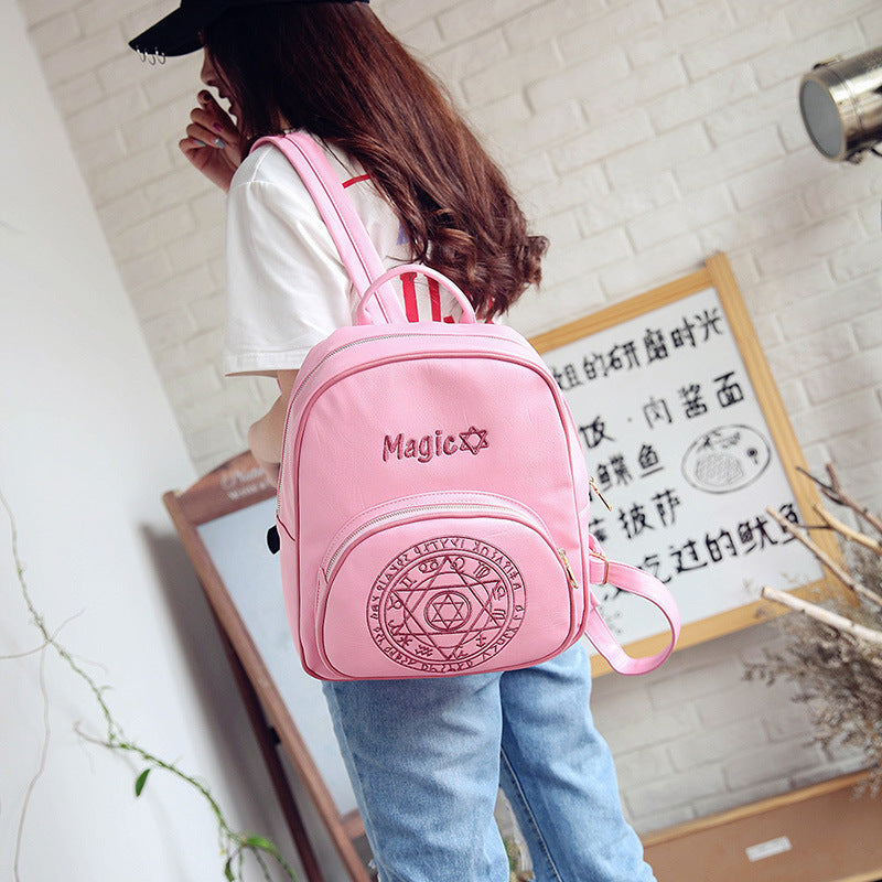 Card Captor Sakura Magical Girl Backpack Book Bag Knap Sack Zippered Clow Pink mahou Shoujo Anime Girls Kawaii Babe