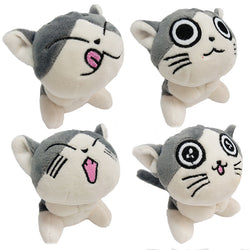 grey kawaii neko cat kitten plush toy stuffed animal keychain phone strap charm anime funny face expression kawaii babe
