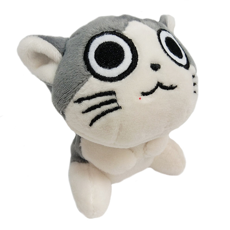 grey kawaii neko cat kitten plush toy stuffed animal keychain phone strap charm anime funny face expression kawaii babe