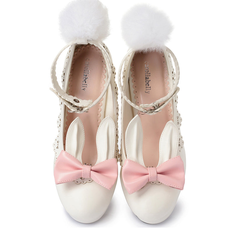bunny ear lolita heels kawaii fashion shoes removable pom pom bunny rabbit tail clip on ears ankle strap sweet princess harajuku japan fashion by kawaii babe